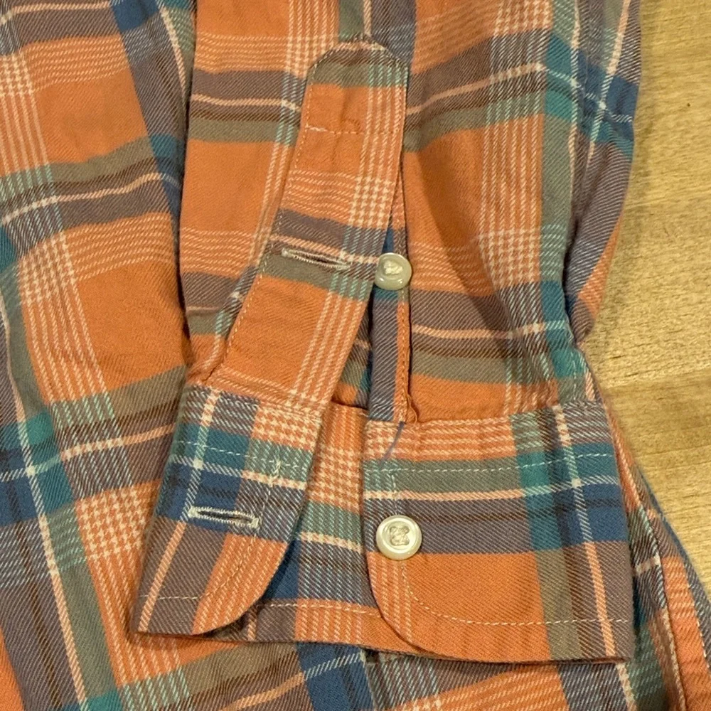 Ralph Lauren Boys Plaid Shirt 4T Orange Blue Flannel Long Sleeve